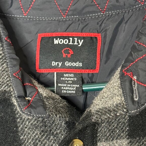 Woolly Dry Goods Mens Buffalo Check Washable Wool Shirt Jacket L Black Gray - Picture 5 of 8